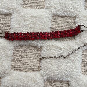 Elegant Red Beaded Choker Necklace